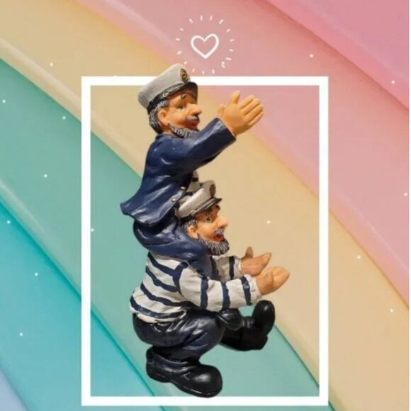 Two men Sea Captain Wine Holder Figurine  Statue - Picture 4 of 5